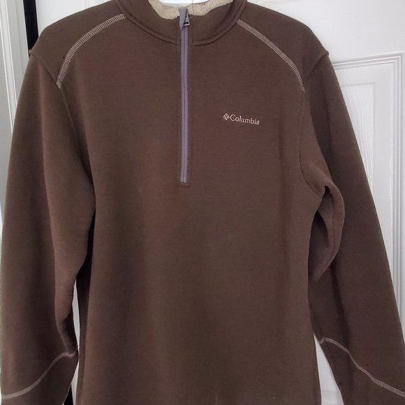 Men's Columbia 1/4 Zip Fleece Pullover Brown Size Medium - Picture 1 of 4
